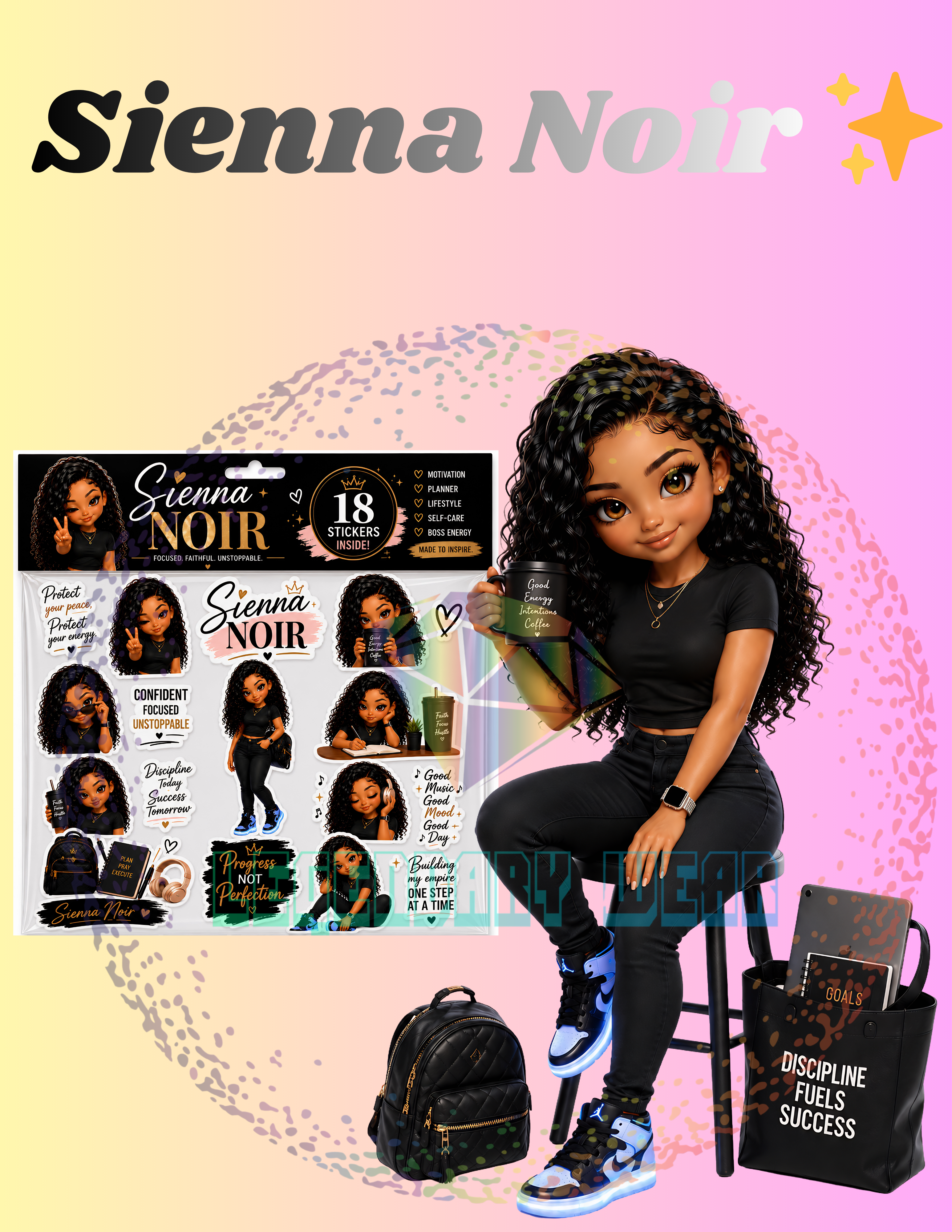 Sienna Noir Digital Stickers Pack